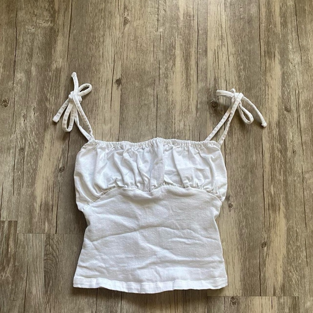 White Women's Top with Tie Straps